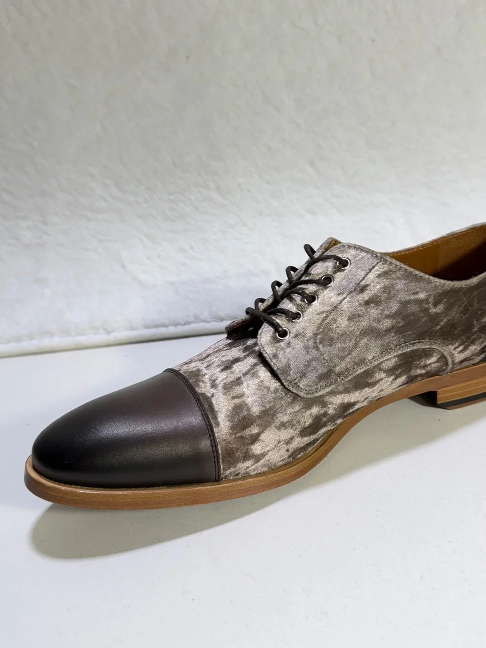 TAFT The Jack Shoe Grey Oxblood Wool Leather Cap Toe Oxford Men EU 41 US 8